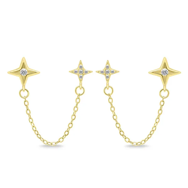 Stylish gold plated earrings with chain EA717Y
