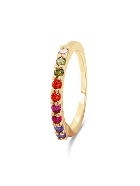 Decent gold-plated ring with colored zircons RI063Y