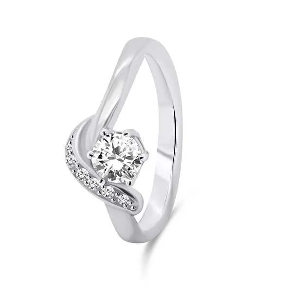 Elegant silver ring with zircons RI048W