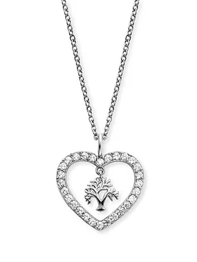 Silver necklace Tree of life in the heart with zircons ERN-HEARTREE-ZI