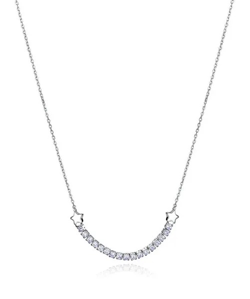 Silver women's necklace with zircons Trend 13206C000-30