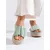 Mint suede espadrille slides on the Shelovet platform