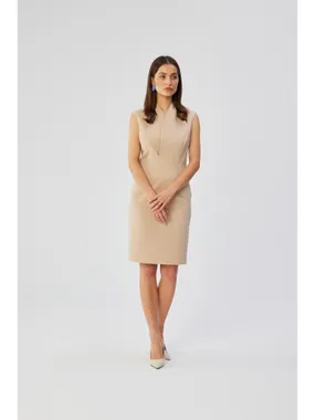 S360 Dress with a delicate neckline and overlap - beige