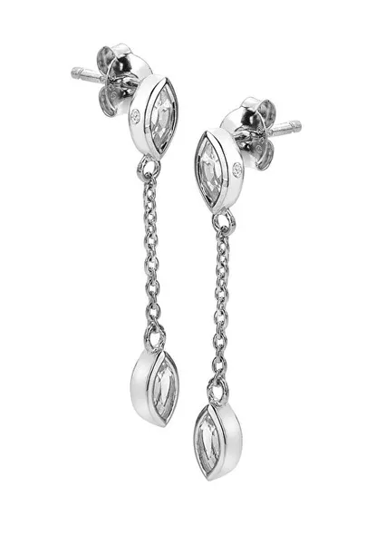 Elegant silver dangle earrings with diamonds Tender DE751