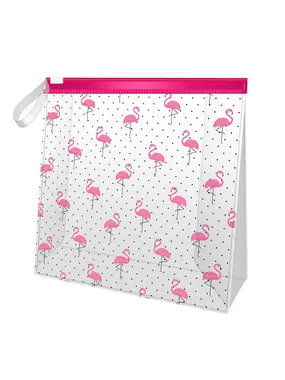 Transparent flamingo cosmetic bag