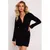 M783 Mini dress with a neckline and collar - black