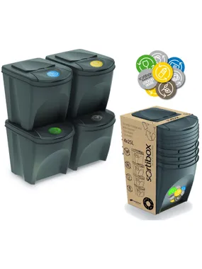 Set of sorting bins Sortibox 4x25L, gray