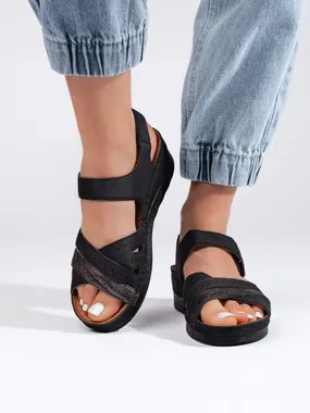 Women's black velcro sandals