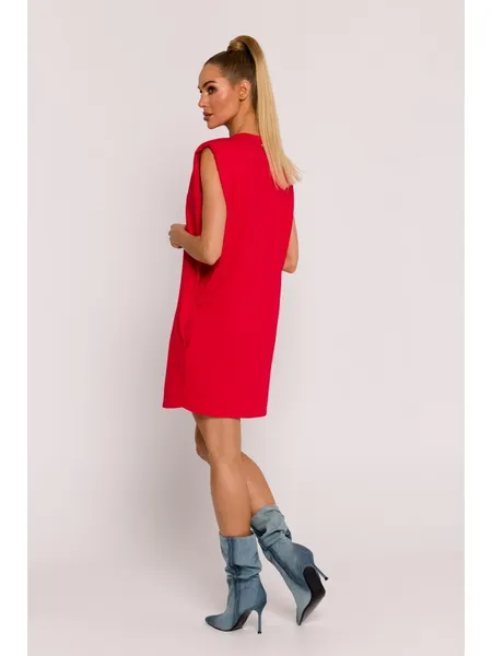 M789 Mini dress with shoulder pads - red