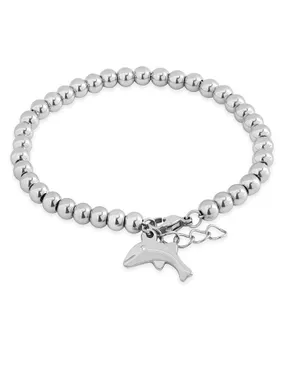 Beaded steel bracelet with a dolphin