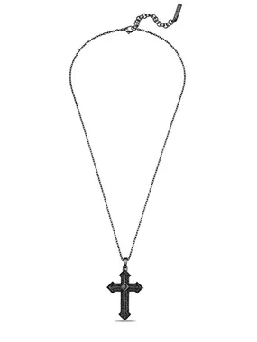 Men's Steel Necklace Cross with Stoneset Crystals PEAGN0036502