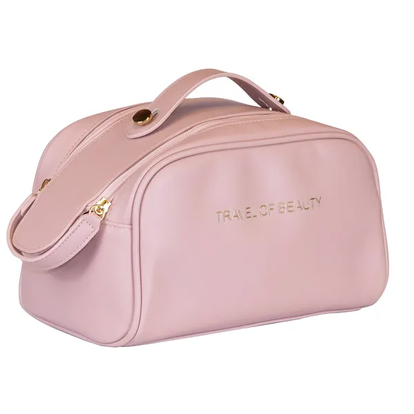 Soft Pink cosmetic bag with flap