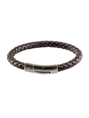 Elegant black leather bracelet Junior Iron Single String Black AJ-BL401-A