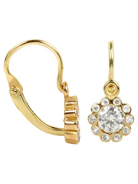 Children's gold earrings with crystals Flower 239 001 00292