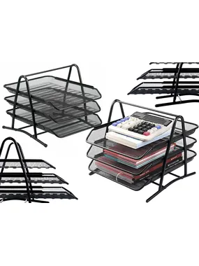 Organizer 3 drawers retractable metal black