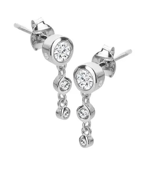 Elegant silver dangle earrings with diamonds Tender DE748