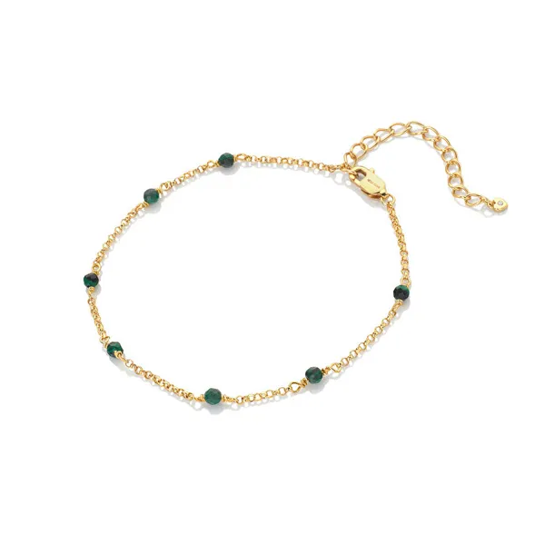 Jac Jossa Hope DL646 Malachite and Diamond Fine Gold Plated Bracelet