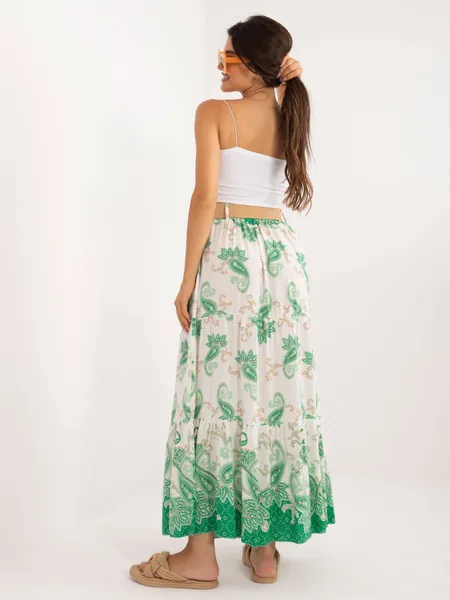 Women's white and green Ruffle skirt