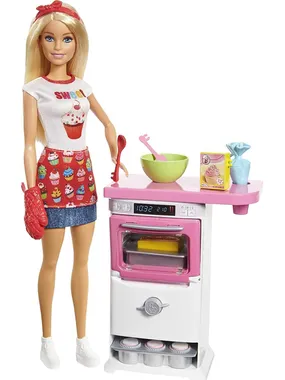 Barbie by Mattel, Bakery Chef, Barbie Doll with Oven & Rising Food, Kitchen, 3+ years