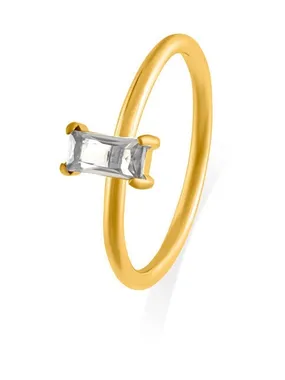 A charming gold-plated ring with a clear zircon