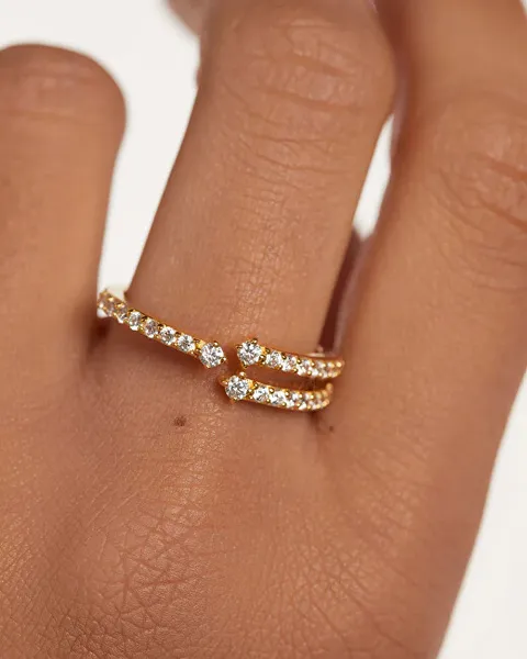 Unique gold-plated ring with clear zircons SISI Gold AN01-865