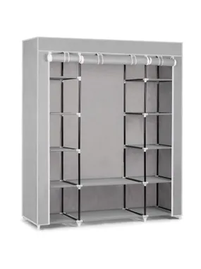 Large textile wardrobe Massido - gray