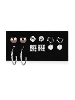Set of earrings rings and stones with zircons Silver (6 pairs)