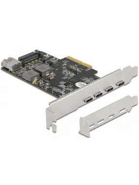 PCI Express x4 card to 4 x USB Type-C + 1 x USB Type-A - SuperSpeed ​​USB 10 Gbps - Low Profile form factor, USB controller