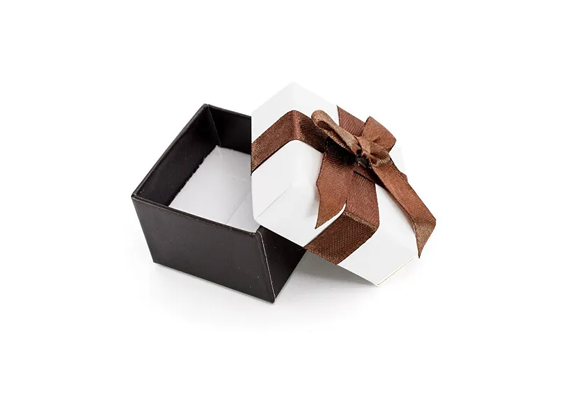 White gift box with brown ribbon KP9-5