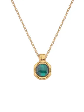 Jacquard Hope DP845 gold-plated necklace with diamond and malachite (chain, pendant)