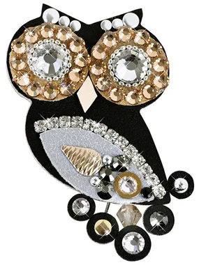 Small owl brooch black-bicolor