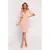 M779 Dress with a neckline and a strongly marked waist - beige