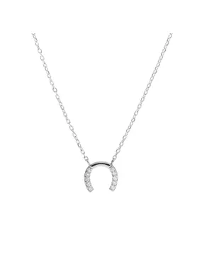 Sparkling Silver Horseshoe Necklace AJNA0021