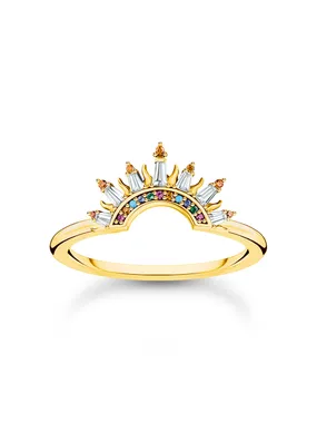 Thomas Sabo TR2456-488-7-54 Gold-plated ring w. sunbeams and coloured stones