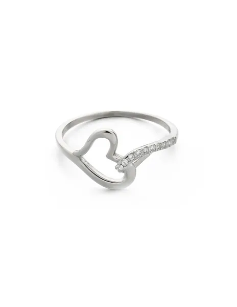 Charming silver ring with zircons Heart R00019