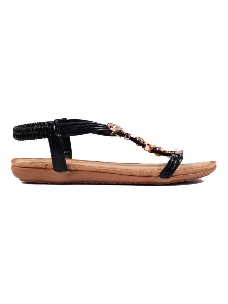 Black flat lightweight sandals