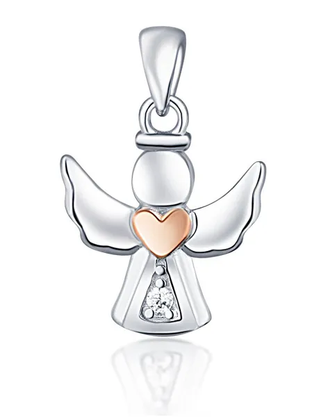 Delicate silver bicolor pendant Angel SVLP0965XH2BI00