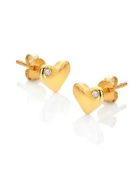 Jac Jossa Soul DE781 Gold Plated Heart Earrings With Genuine Diamonds