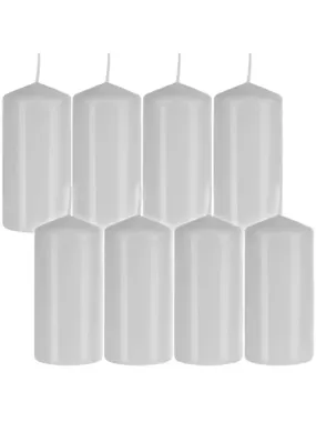 White cylinder candle - set of 8 pieces.