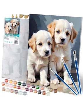 Painting image by numbers 40x50 cm Massido puppies