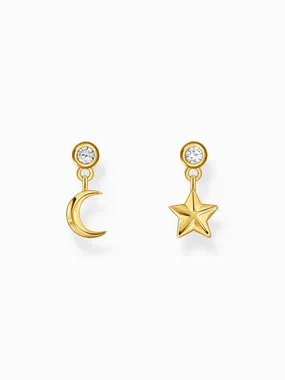 Thomas Sabo H2293-414-14 Gold-plated earrings moon and star pendant