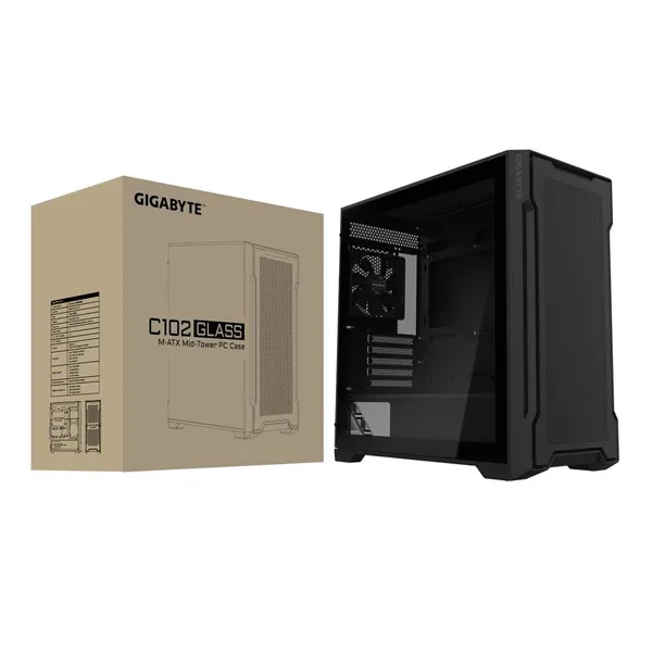 CASE MIDITOWER ATX W/O PSU/GB-C102G BLACK GIGABYTE