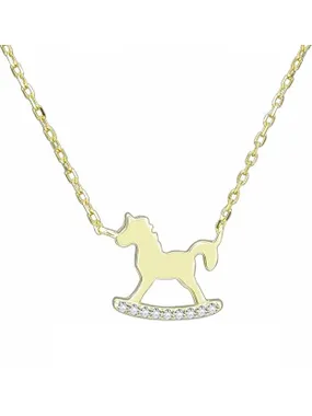 Decent Rocking Horse Gold Plated Necklace N0000688