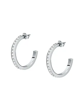 Elegant steel earrings rings with Creole SAUP03 crystals