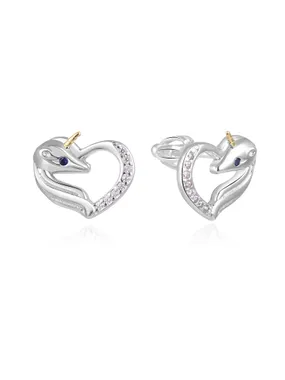 Playful silver unicorn earrings AGUP2573DS