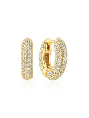 Sparkling gold-plated rings with Carrara zircons SJ-E247-CZ-YG