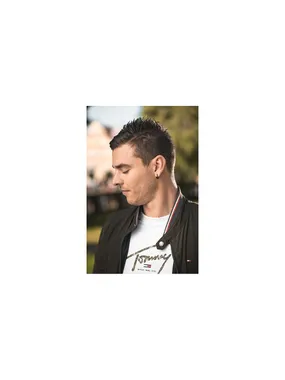 Black round earrings KS-158