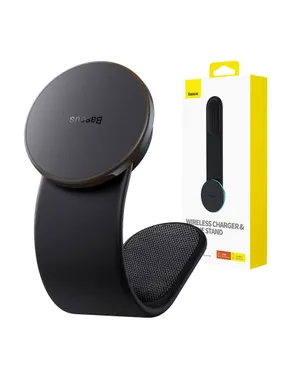 Magnetic car phone holder Baseus with wireless charger (black)