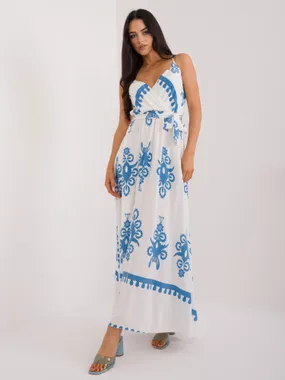 Women's white and blue dress with a print