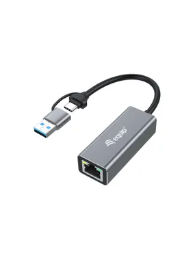 Aprīkojiet USB-C līdz 2,5 gigabitu Ethernet tīkla (USB-C+A) adapteri